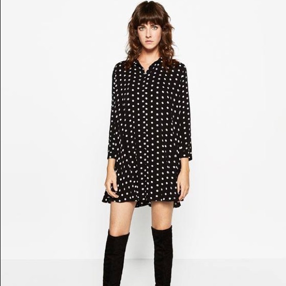 zara black and white dot dress